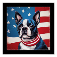 Patriotique Boston Terrier avec drapeau américain