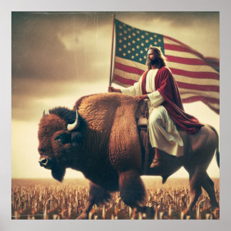 Poster Patriotique Jésus Américain Bible chrétienne
