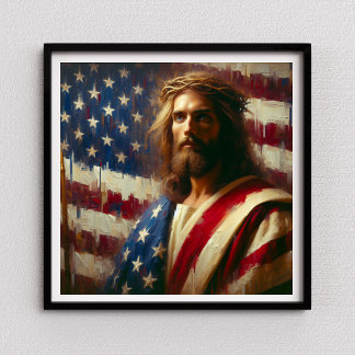 Poster Patriotique Jésus Américain Bible chrétienne Poste