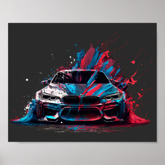 Poster Patriotique Peinture Splatter BMW