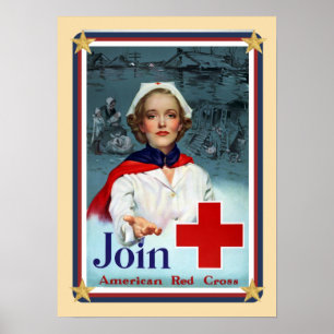 Poster Patriotique USA - Croix Rouge Rejoignez