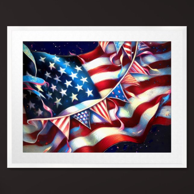 Poster Patriotique USA Drapeau Buntelage dur Pastel (Créateur téléchargé)