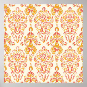Poster Patten vintage fleuri sans couture. Guerre baroque