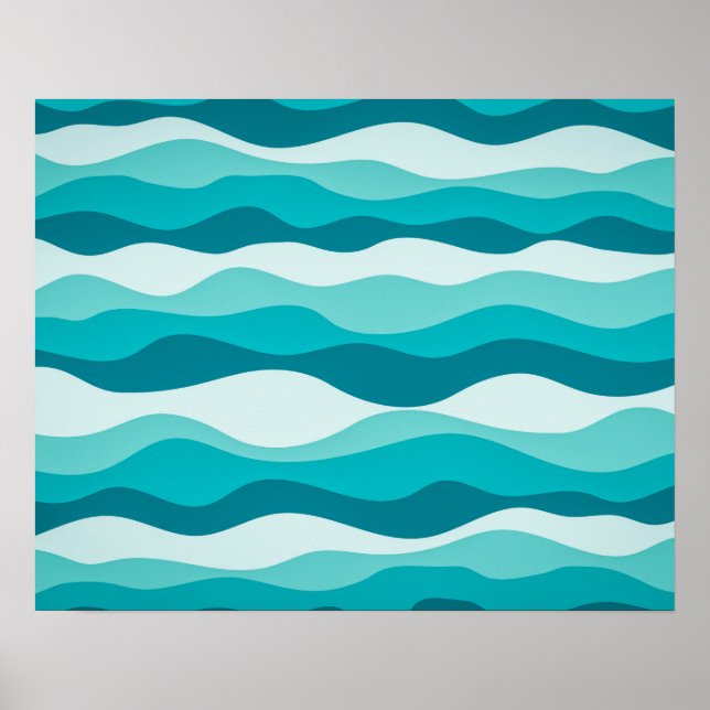 Poster Pattern Blue Ocean Waves | (Devant)
