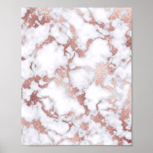 Poster Patterns de Chic Rose Gold White Marble Stone