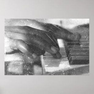 Poster pattes de peau foncée bw jouer piano clavier grung