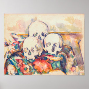 Poster Paul Cezanne - Aquarelle à trois crânes