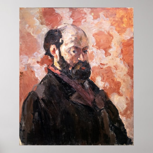 Poster Paul Cezanne - Autoportrait avec arrière - plan ro (Devant)