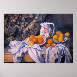 Poster Paul Cezanne - La vie morte avec un rideau