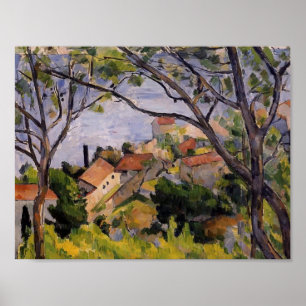Poster Paul Cezanne- L'Estaque. Vue par les arbres