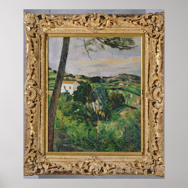 Poster Paul Cezanne | Paysage avec toit rouge ou le pin (Devant)
