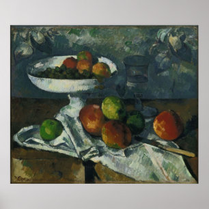 Poster Paul Cézanne - Vie continue avec un plat de fruits