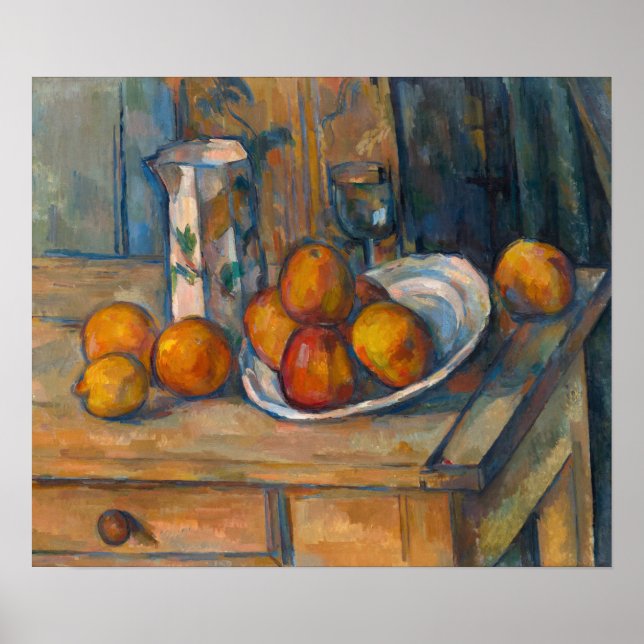 Poster Paul Cezanne - Vie morte avec Jug de Lait et Fruit (Devant)
