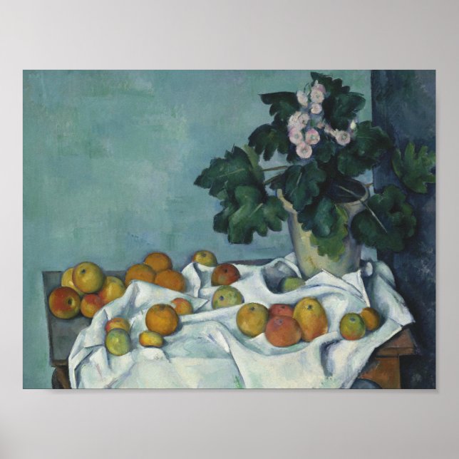 Poster Paul Cezanne - Vie morte avec pommes et pots (Devant)