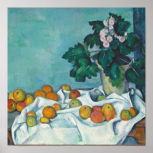 Poster Paul Cézanne Vie morte avec pommes et primates