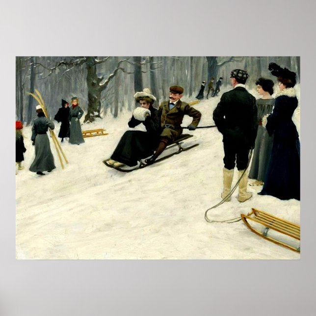Poster Paul Fischer - Balade en traîneau à neige à Sonder (Devant)