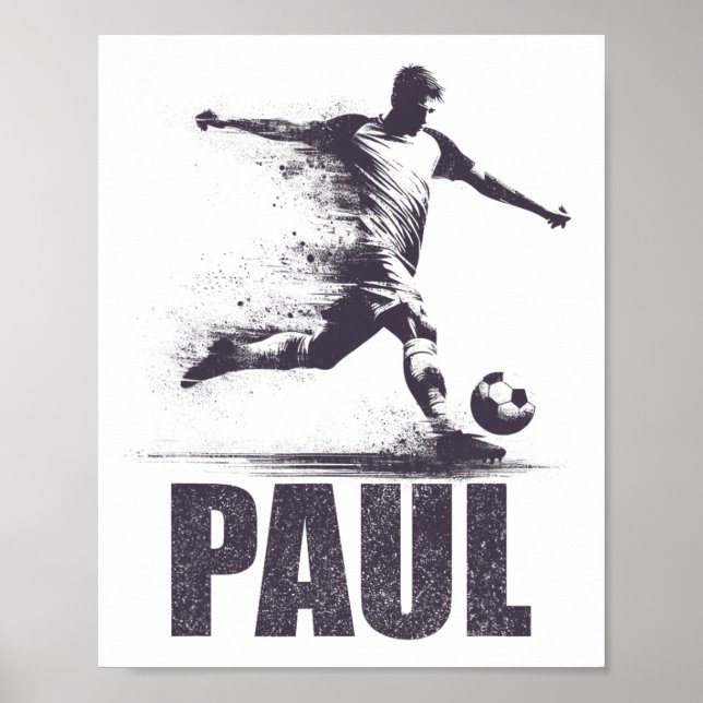Poster Paul Football Garçons Personnalisé Prénom Paul  (Devant)
