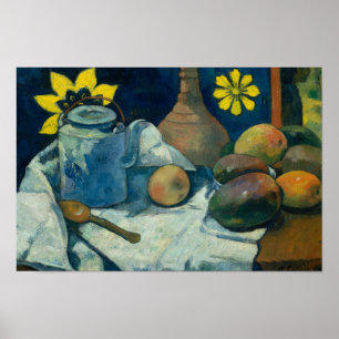 Poster Paul Gauguin - La vie morte avec théière et fruits