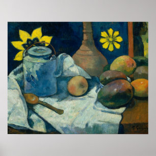 Poster Paul Gauguin - La vie morte avec théière et fruits