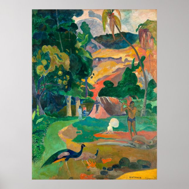 Poster Paul Gauguin Matamoe, Paysage avec Peacocks (Devant)