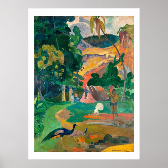 Poster Paul Gauguin Matamoe, Paysage avec Peacocks Post (Devant)