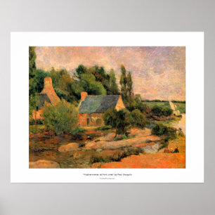 Poster Paul Gauguin peignant des femmes Washerwomen à l'a