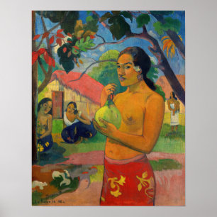 Poster Paul Gauguin - Une femme tenant un fruit