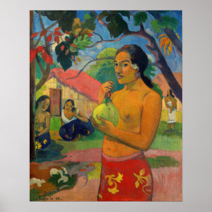 Poster Paul Gauguin - Une femme tenant un fruit