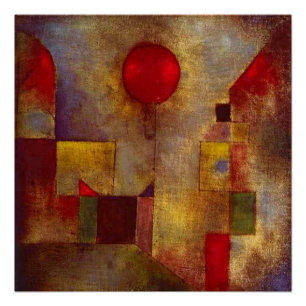 Poster Paul Klee Red Balloon Art Abstrait Coloré 