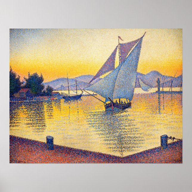 Poster Paul Signac - Le Port au coucher du soleil, Opus 2 (Devant)
