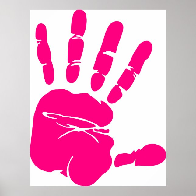 Poster Paume de peinture rose à la main (Devant)
