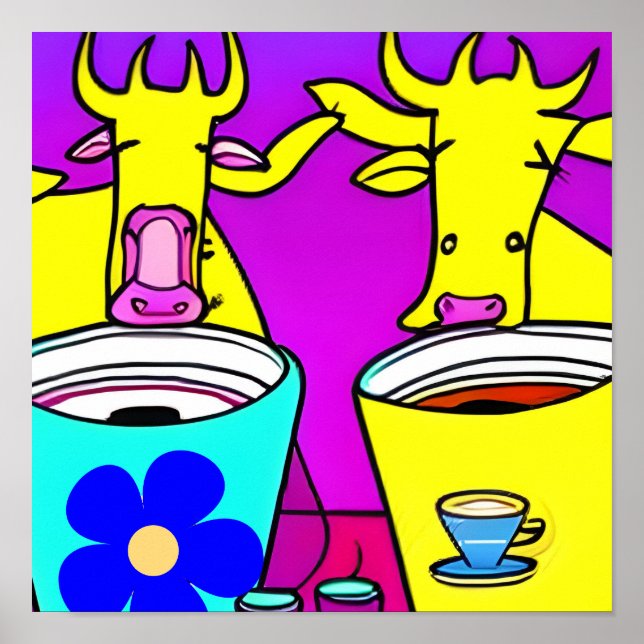 Poster Pause café vache (Devant)