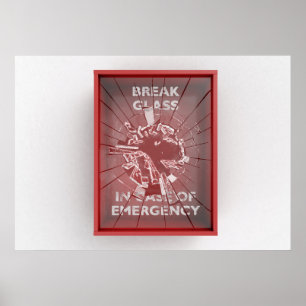 Poster Pause En Coque De Boîte Rouge D'Urgence