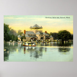 Poster Pavilion Belle Isle, Detroit Michigan 1915 Vintage