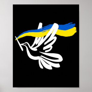 Poster Pavillon bleu jaune ukrainien avec soutien à la co