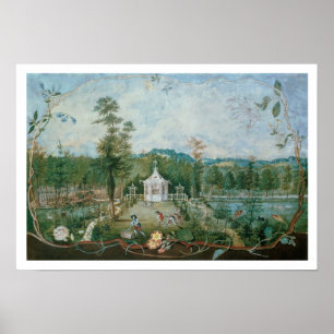 Poster Pavillon chinois dans un jardin anglais, 18ème siè