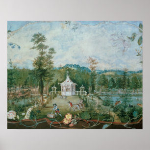 Poster Pavillon chinois dans un jardin anglais, 18ème siè