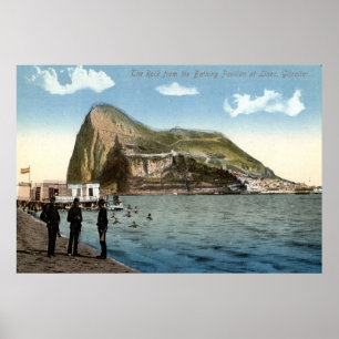 Poster Pavillon de bain, Linea, Rocher de Gibraltar Vinta