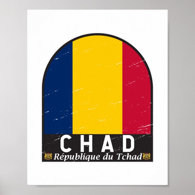 Poster Pavillon du Tchad Emblème Vintage déprimé (Devant)