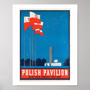 Poster Pavillon polonais NY Salon mondial, 1938 Vintage