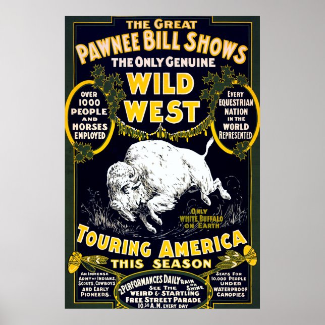 Poster Pawnee Bill Wild West White Buffalo (Devant)