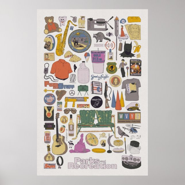 Poster Pawnee Life Parks et Rec Item Collage (Devant)
