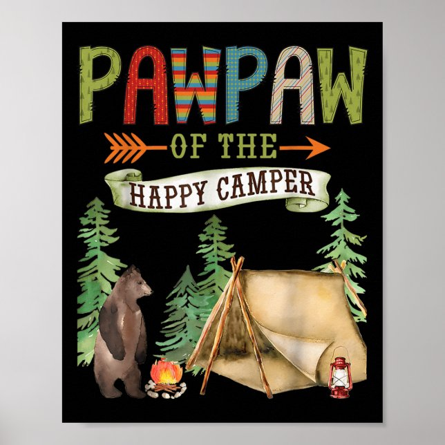 Poster Pawpaw Of The Happy Camper First Birthday Camng  (Devant)