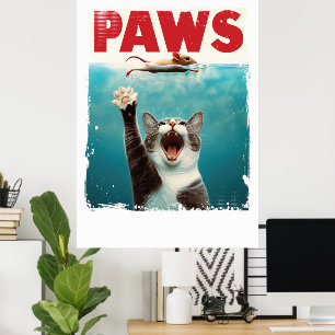 Poster PAWS Chat Souris Parodie De L'Affiche De Film Jaws