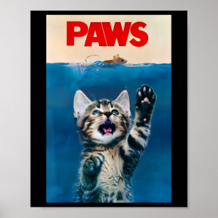 Poster Paws Funny Chat Parodie Amoureux des chats Cadeau 