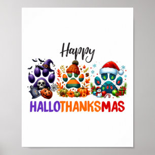 Poster Paws Hallothanksmas Halloween Thanksgiving C