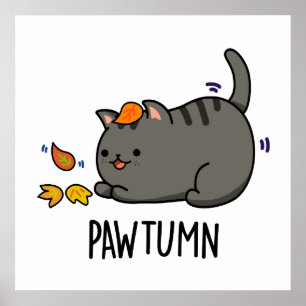 Poster Pawtumn Funny Automne Kitty Cat Pun