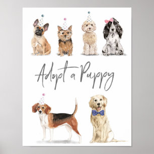 Poster Pawty adopte un signe de chiot