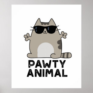 Poster Pawty Animal Funny Party Chat Pun