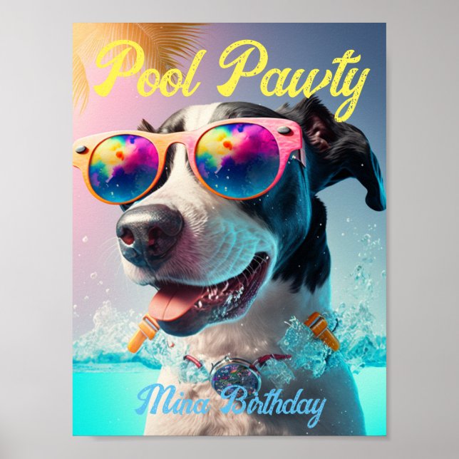 Poster Pawty spécial personnalisé pour votre fête de chie (Devant)